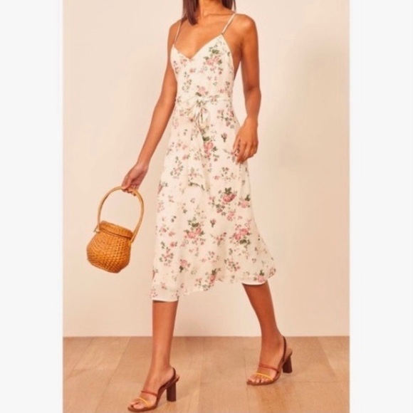 Reformation Dietrich Floral Tie Back Midi Dress in Flourish - Picture 7 of 7